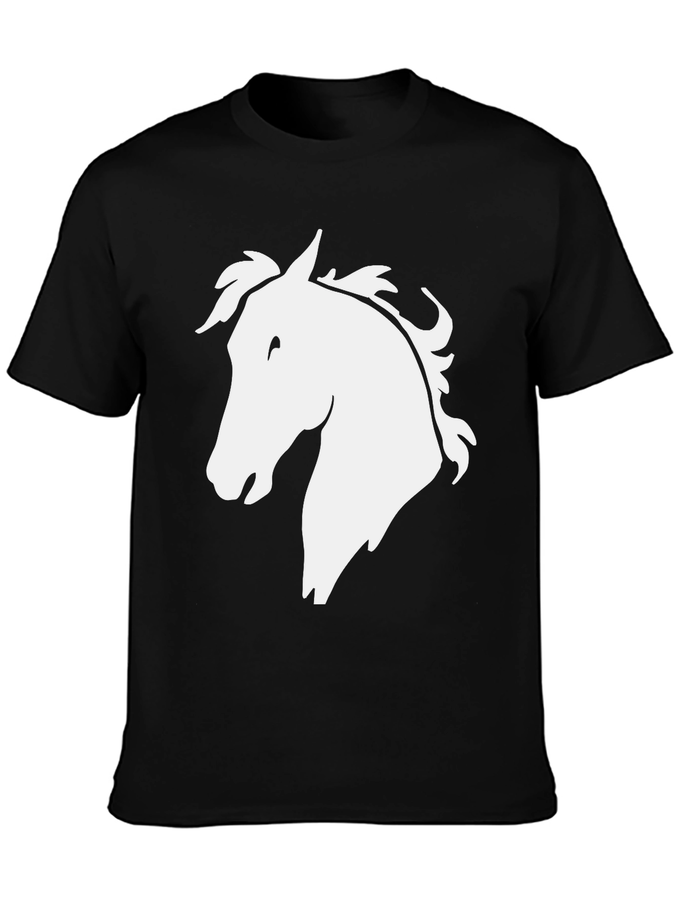 Black Horse Head Graphic Tee - Black Cotton T-Shirt view 3