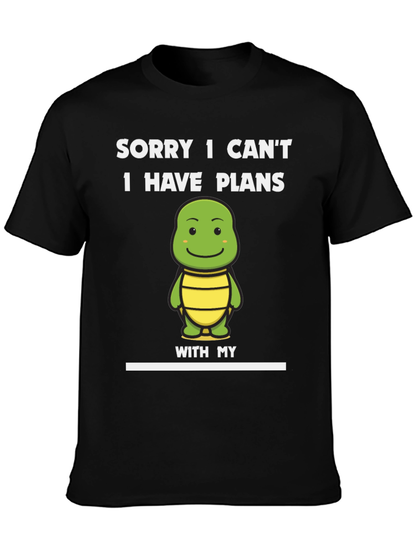 Black Funny Turtle Plans T-Shirt view 3