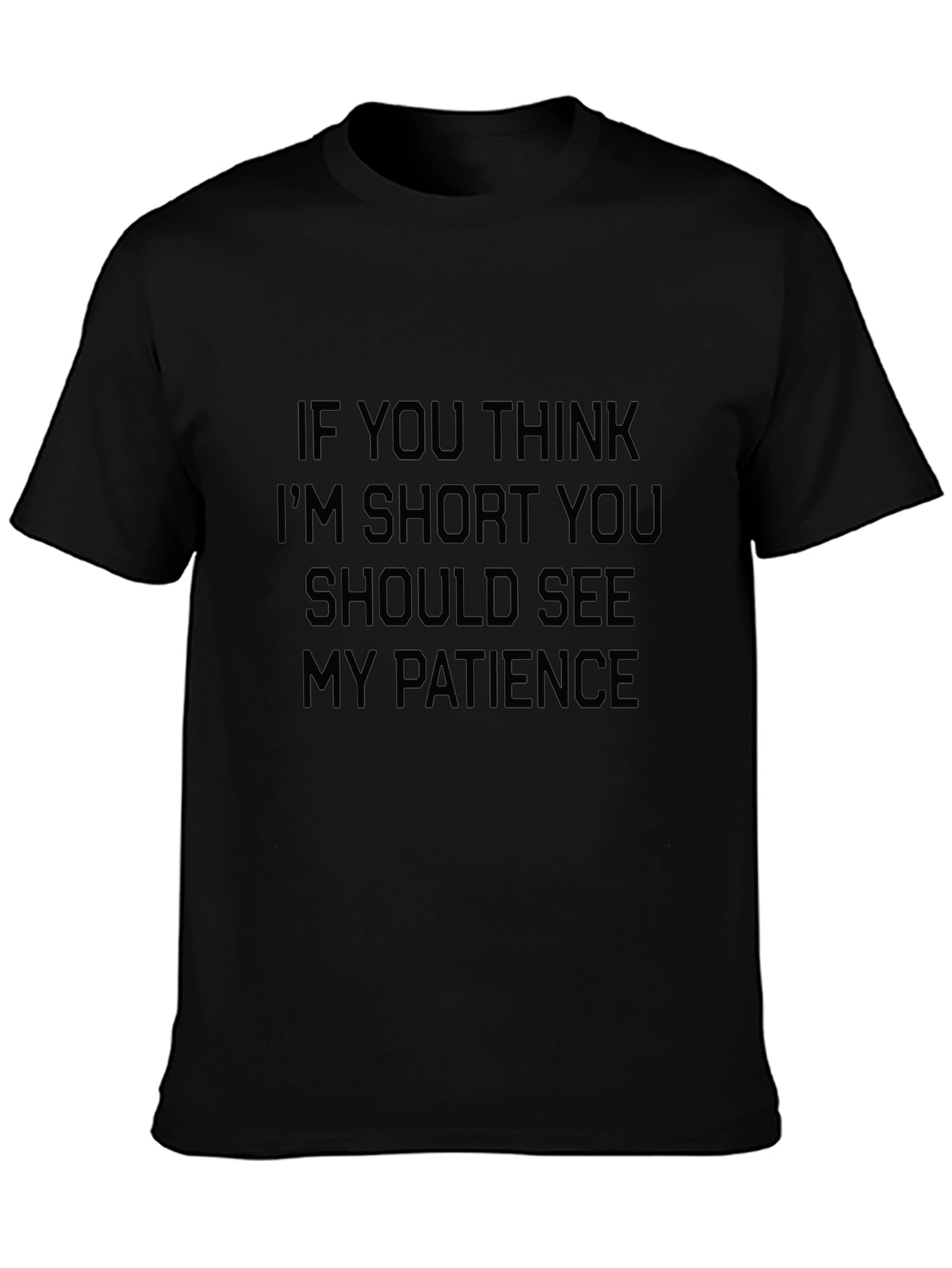 Black Humorous Patience Graphic Tee - Soft Cotton Blend view 3