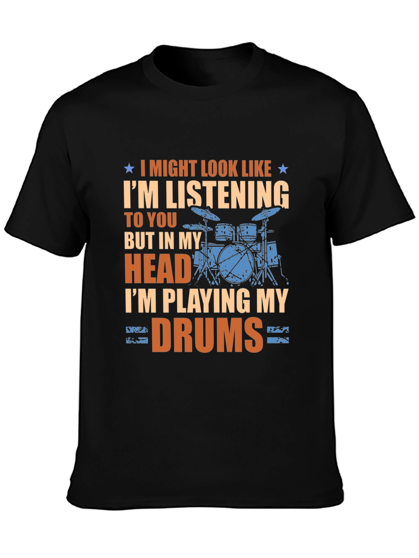 Black Drummer T-Shirt: I'm Playing My Drums view 3