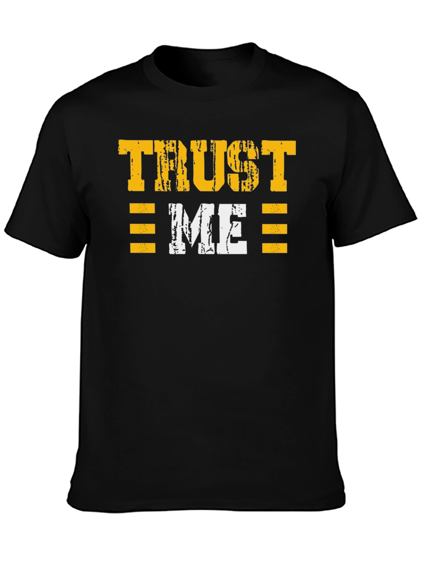 Black Trust Me Graphic Tee - Distressed Print Black T-Shirt view 3