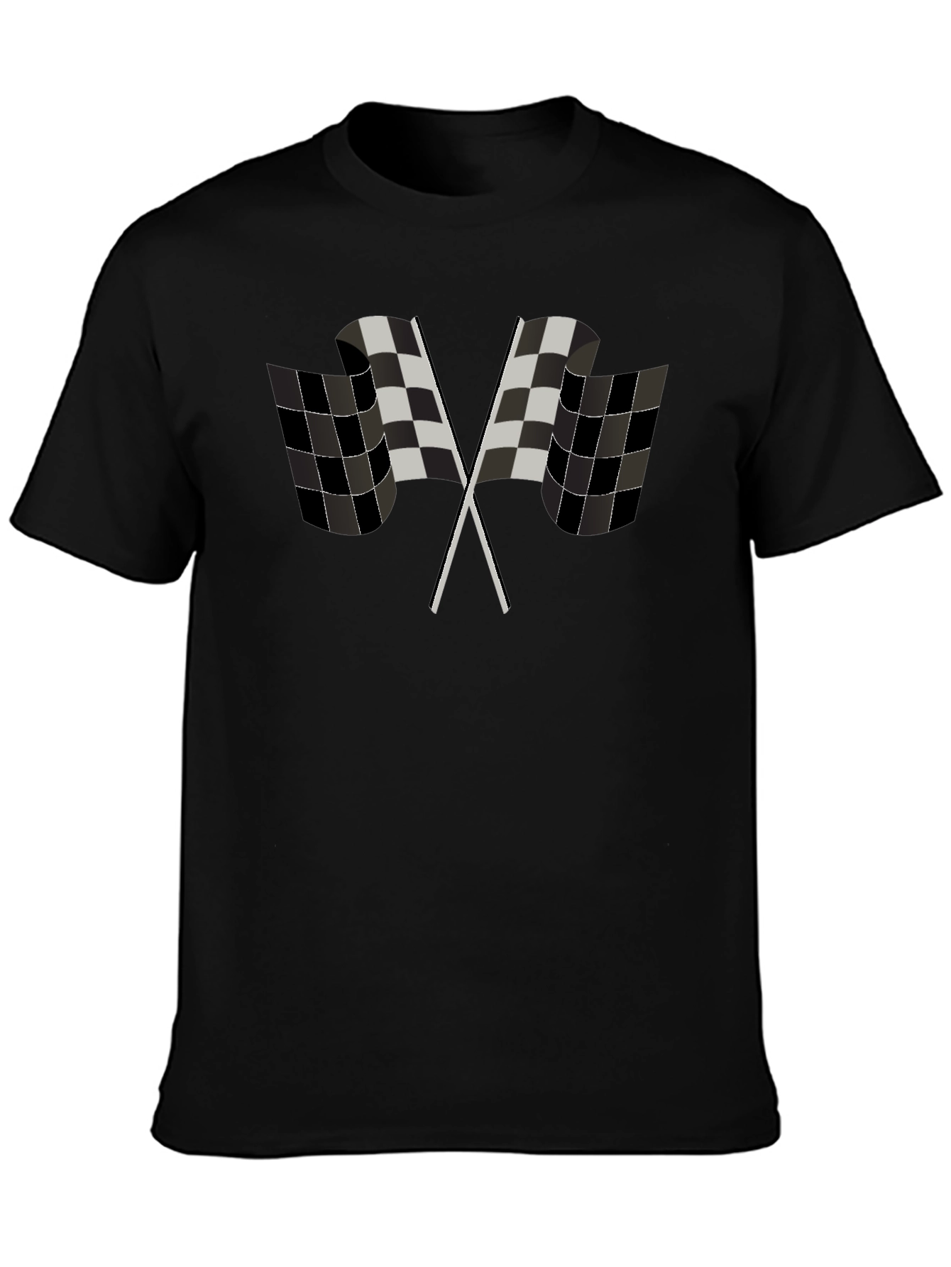 Black Checkered Flag Graphic Tee - Racing Fan Apparel view 3
