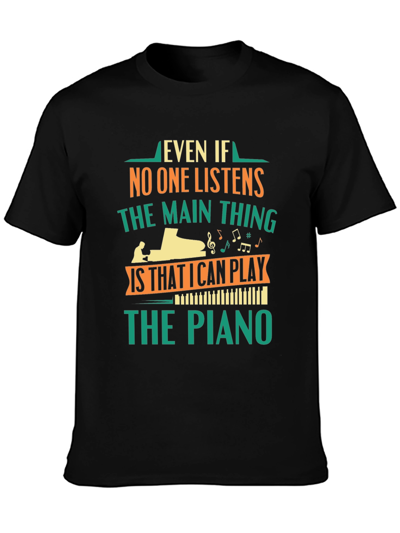 Black Piano Player T-Shirt - Music Lover Gift view 3