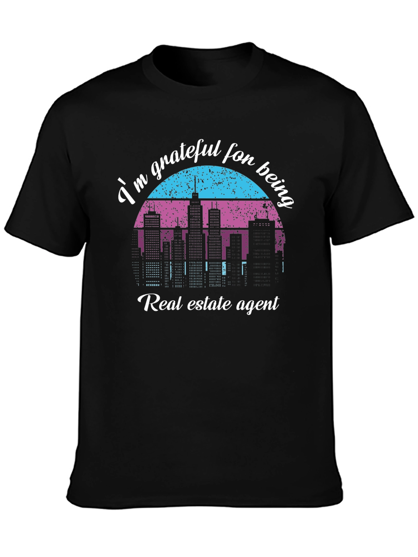 Black Grateful Real Estate Agent Black T-Shirt view 3