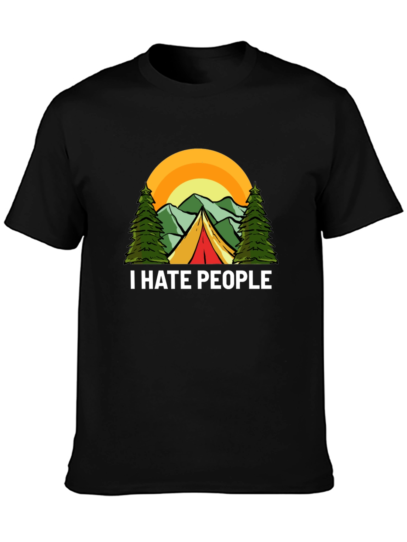 Black I Hate People Camping Graphic T-Shirt view 3