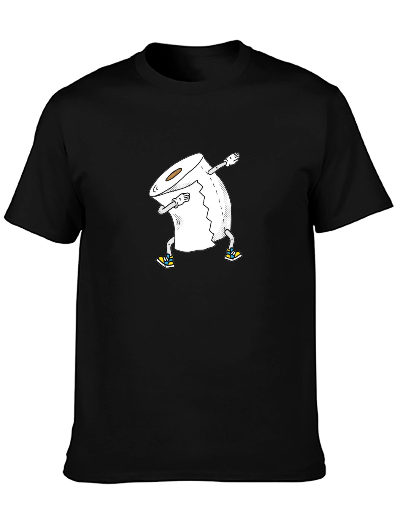 Black Dabbing Toilet Paper Roll Graphic Tee - Black T-Shirt view 3