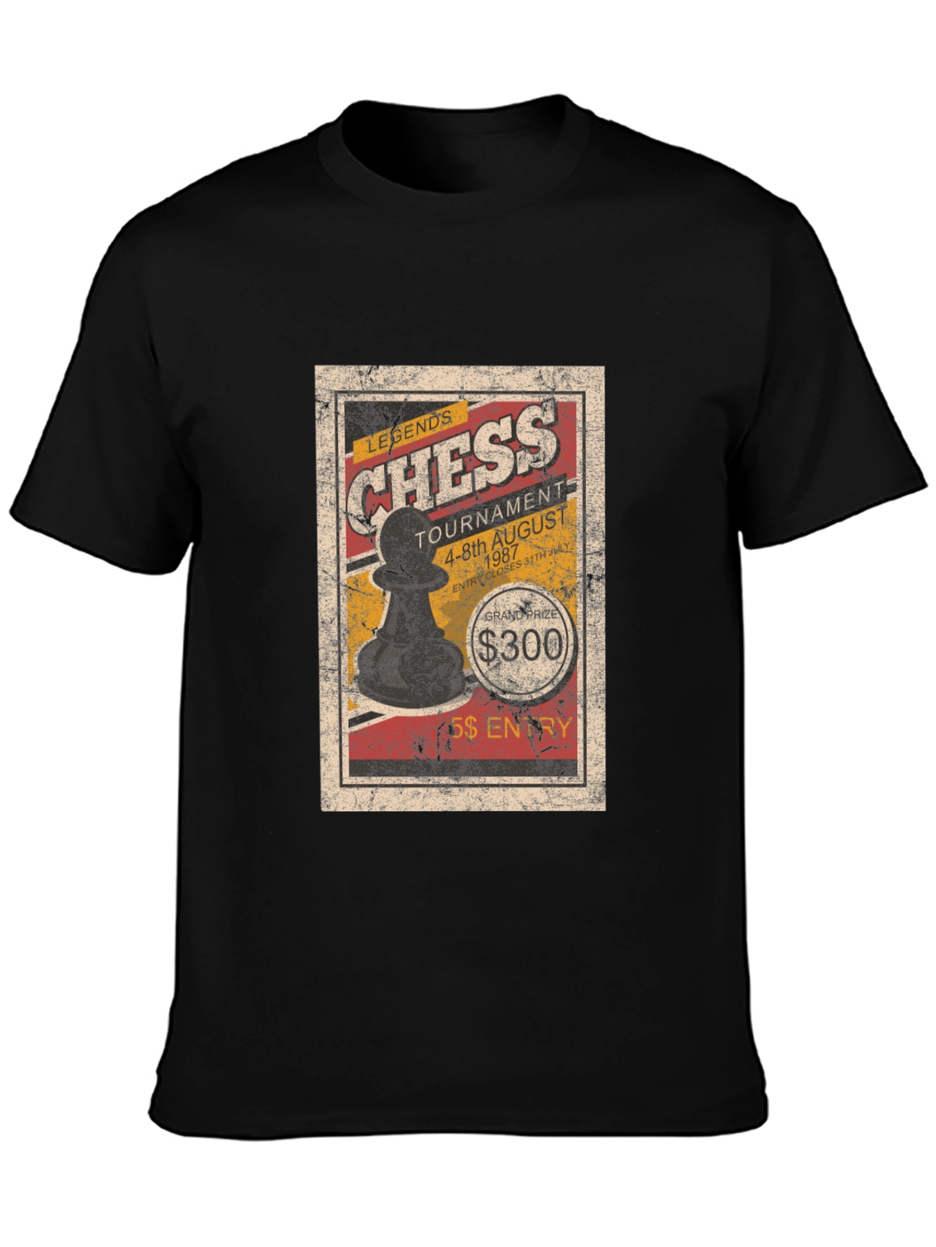 Black Chess Legends Tournament T-Shirt - Vintage Style view 3