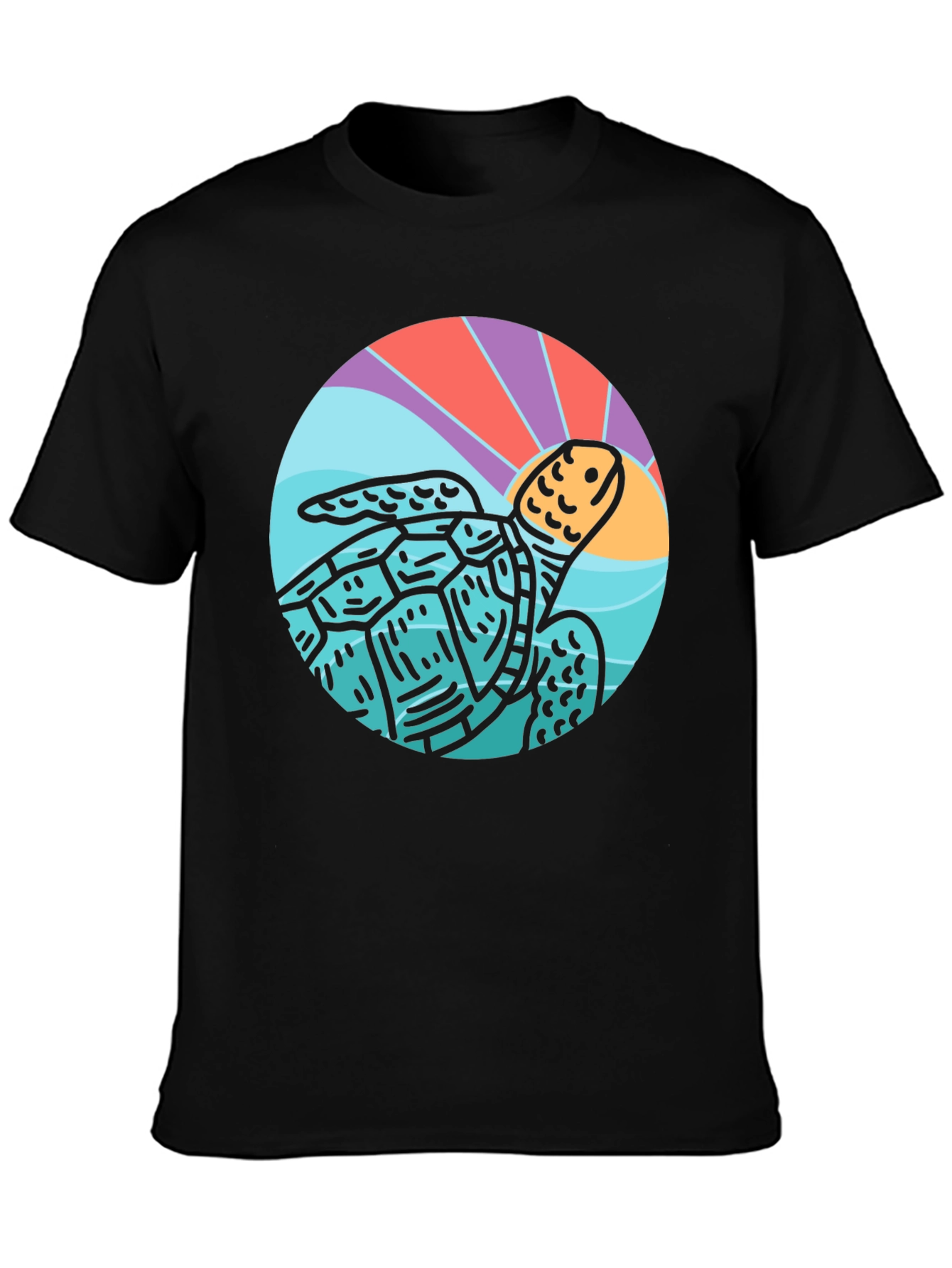 Black Turtle Graphic Black T-Shirt view 3