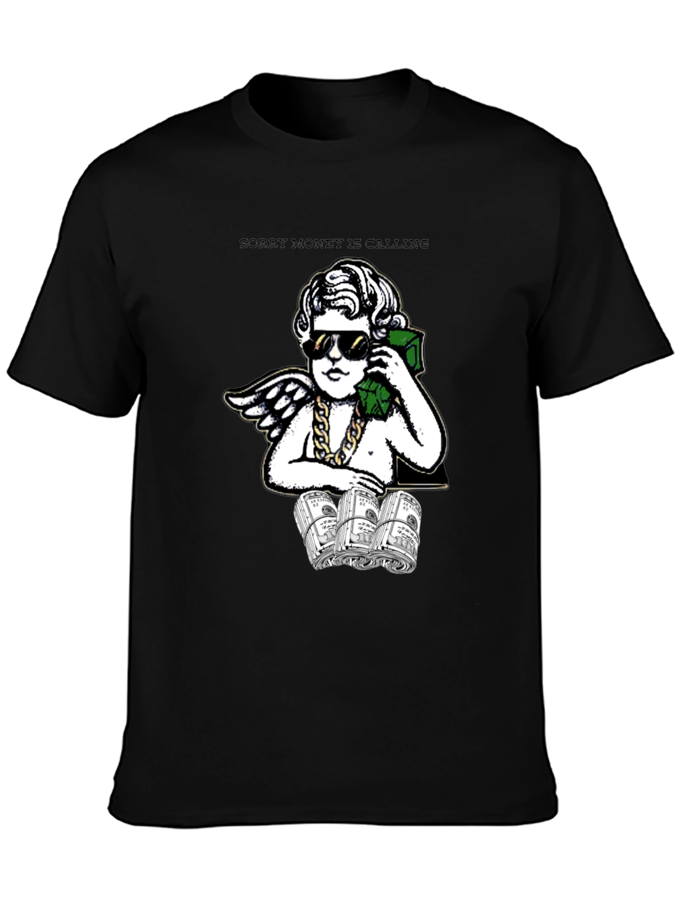 Black Money Calling Graphic Tee view 3