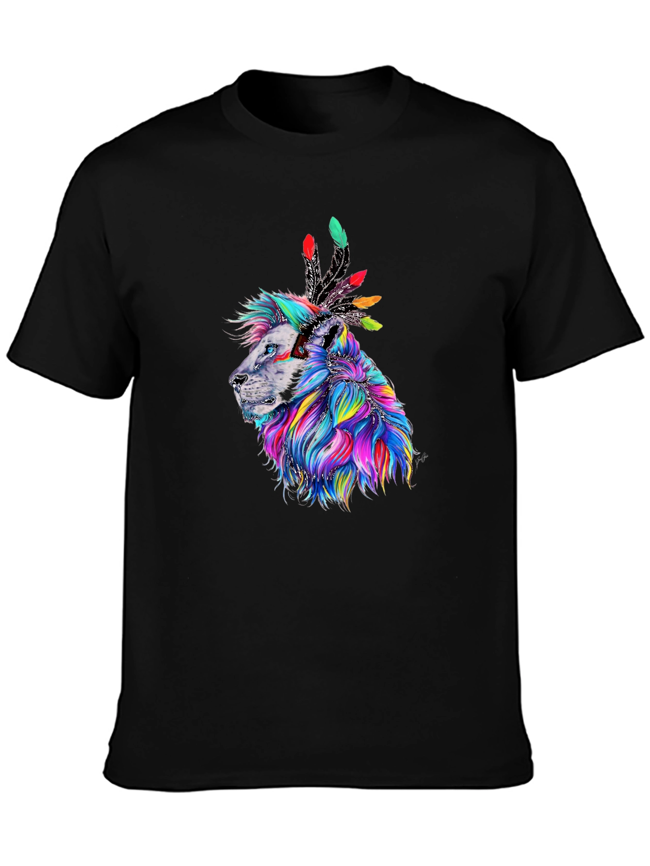 Black Lion Headdress Graphic T-Shirt view 3