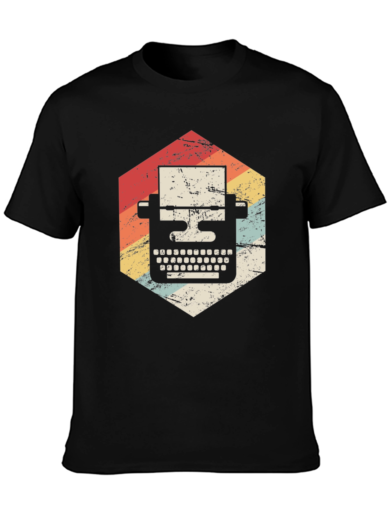 Black Vintage Typewriter Graphic T-Shirt view 3