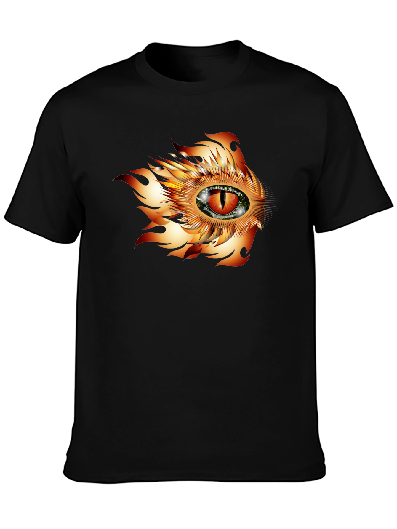 Black Fiery Eye Graphic T-Shirt - Bold Black Cotton Tee view 3