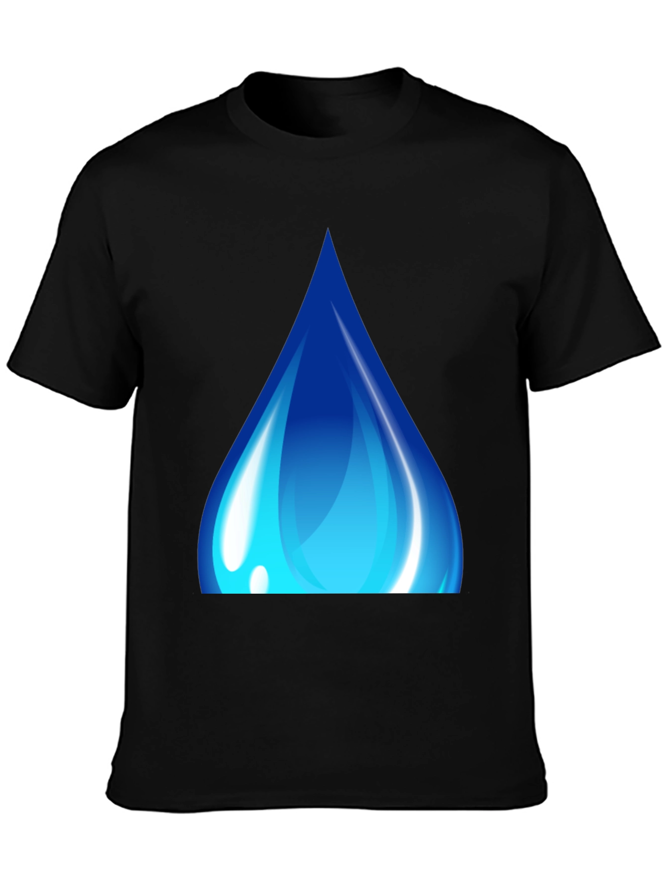 Black Blue Water Drop Graphic Black T-Shirt view 3