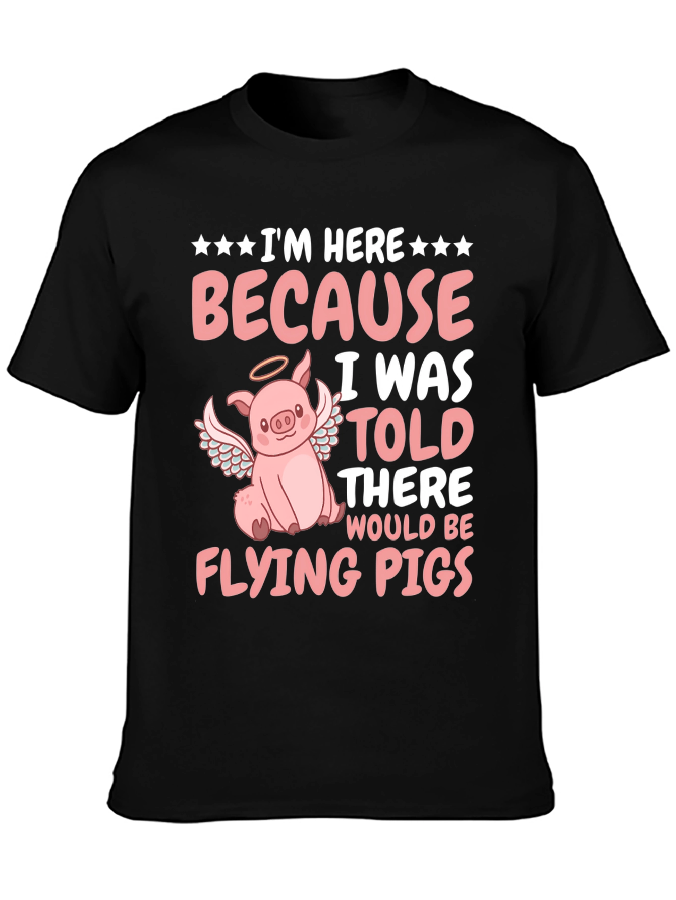 Black Flying Pig T-Shirt - Funny Animal Graphic Tee view 3