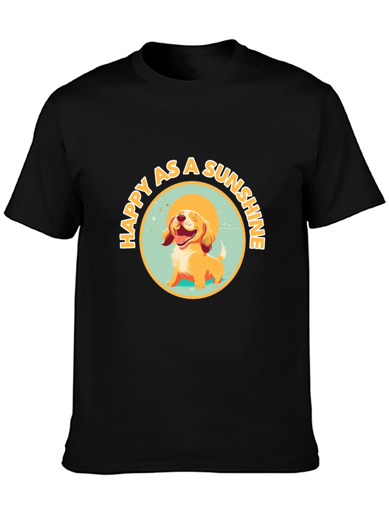 Black Happy as a Sunshine Dog Graphic Tee view 3