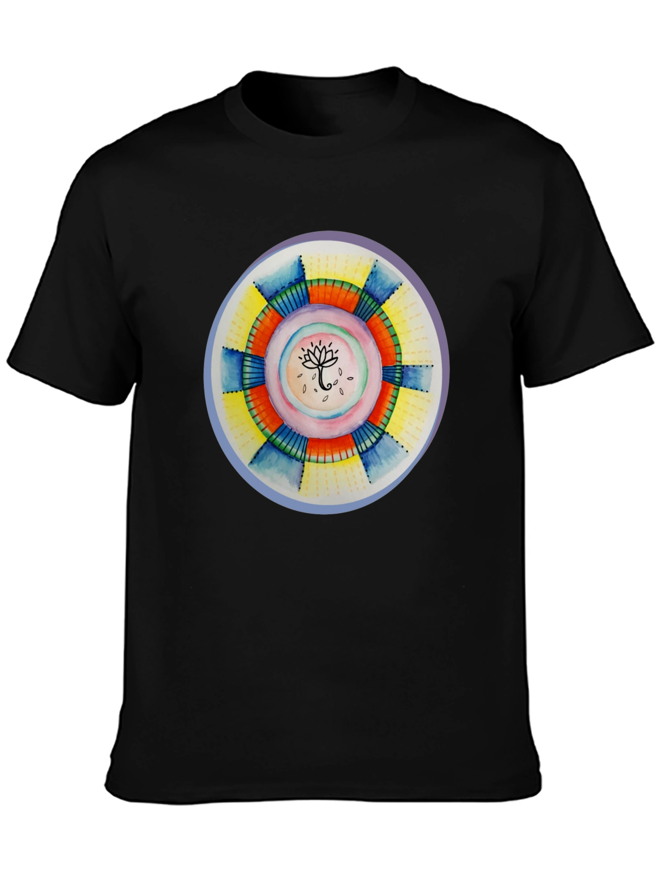 Black Artistic Mandala Graphic Black T-Shirt view 3