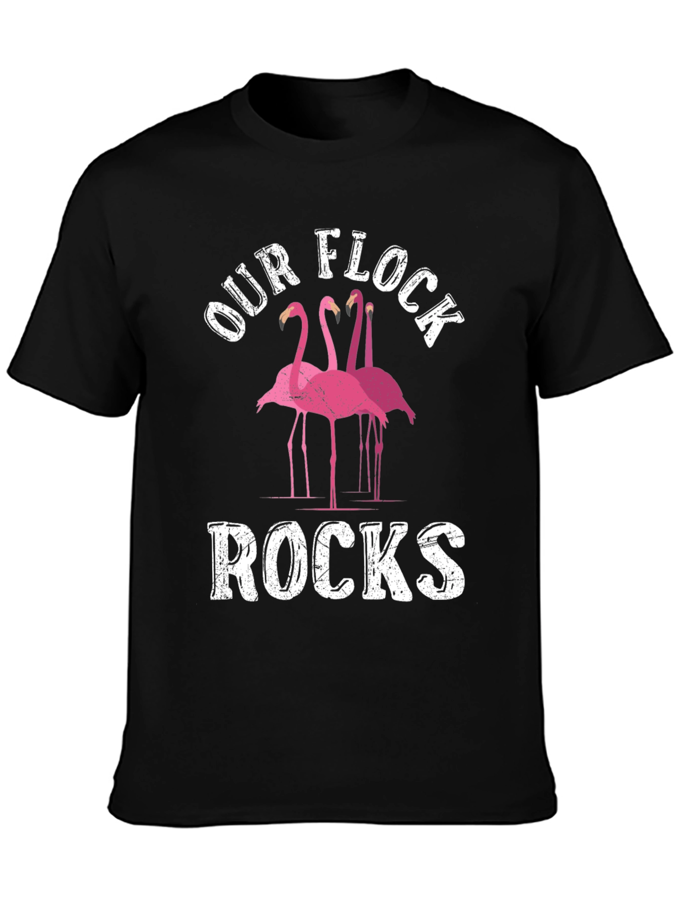 Black Our Flock Rocks Flamingo Graphic Tee view 3