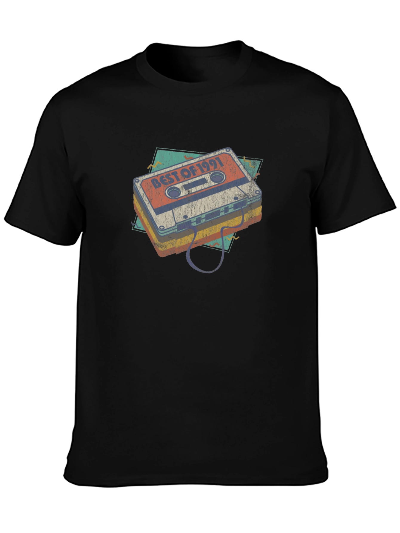 Black Retro Cassette Tape Best of 1991 Graphic Tee view 3
