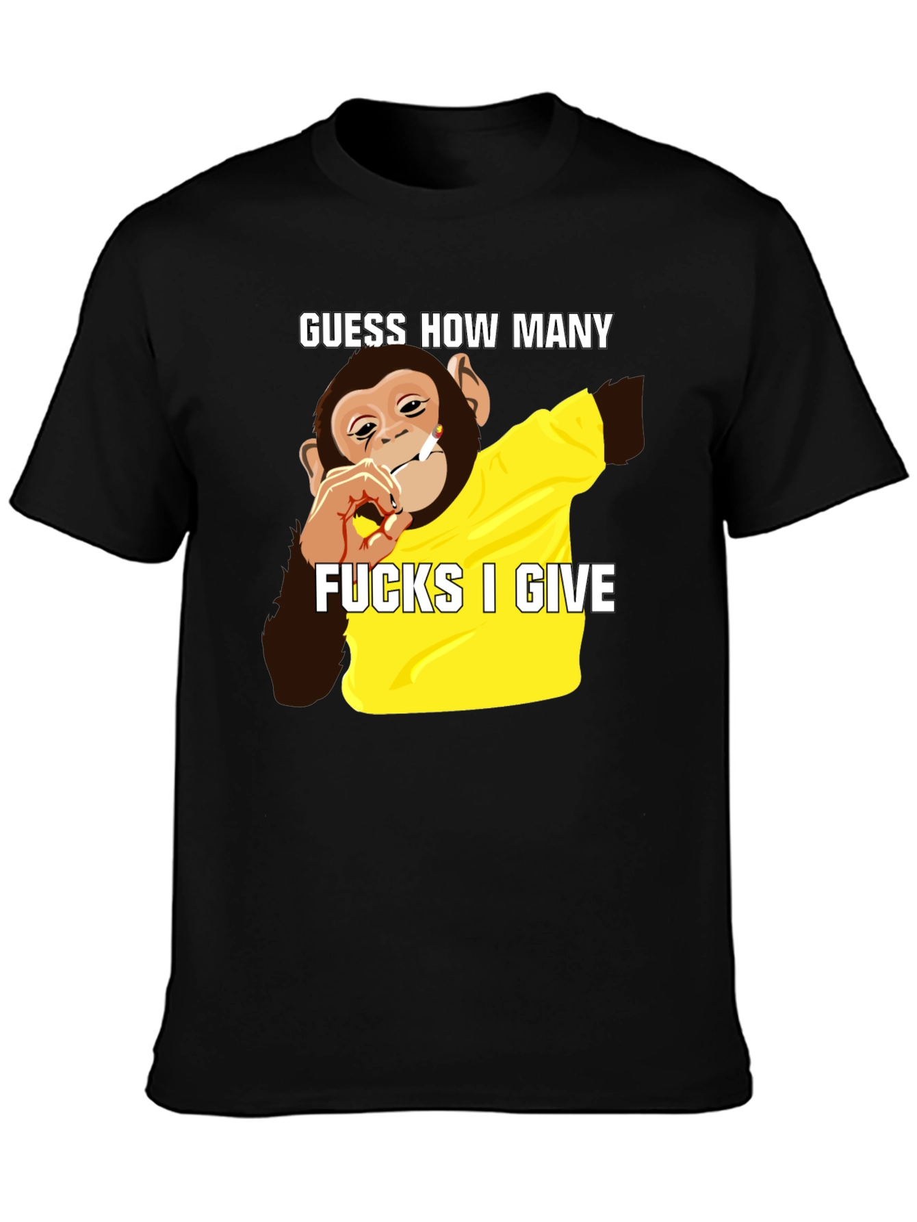 Black Guess How Many F*cks Monkey T-Shirt view 3