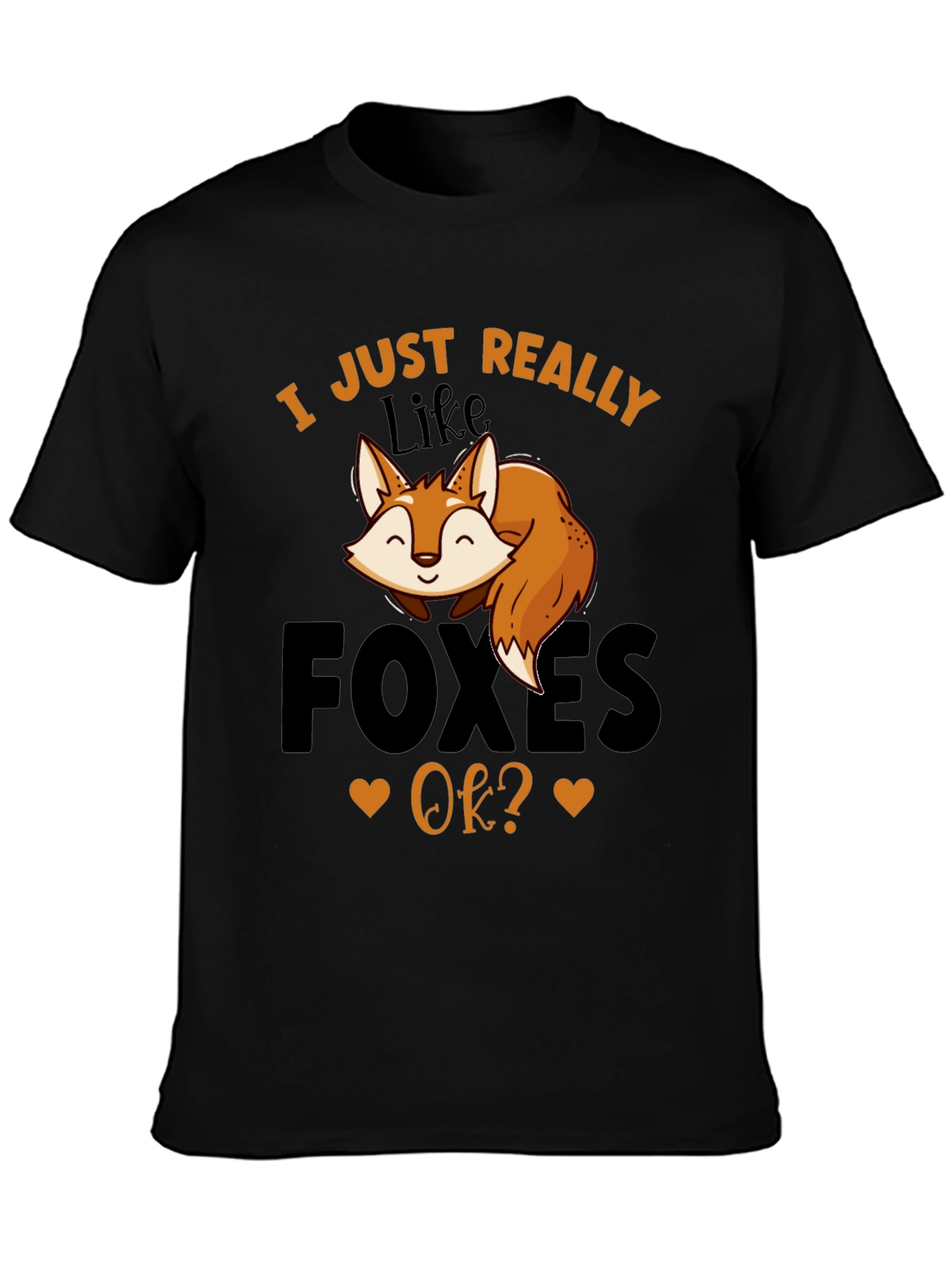 Black I Just Really Like Foxes OK? Graphic Tee view 3