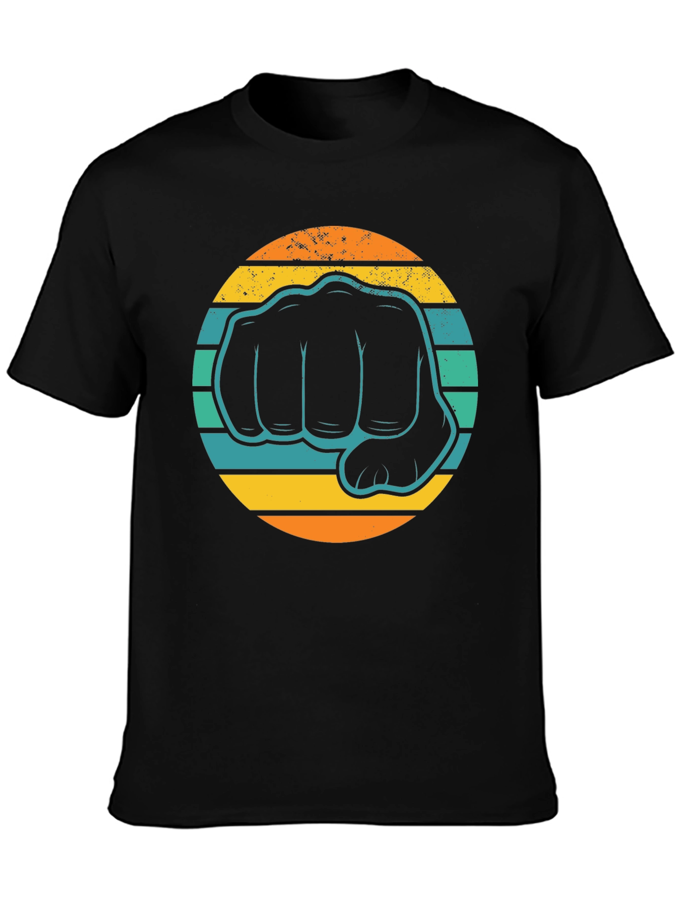 Black Retro Fist Graphic T-Shirt view 3