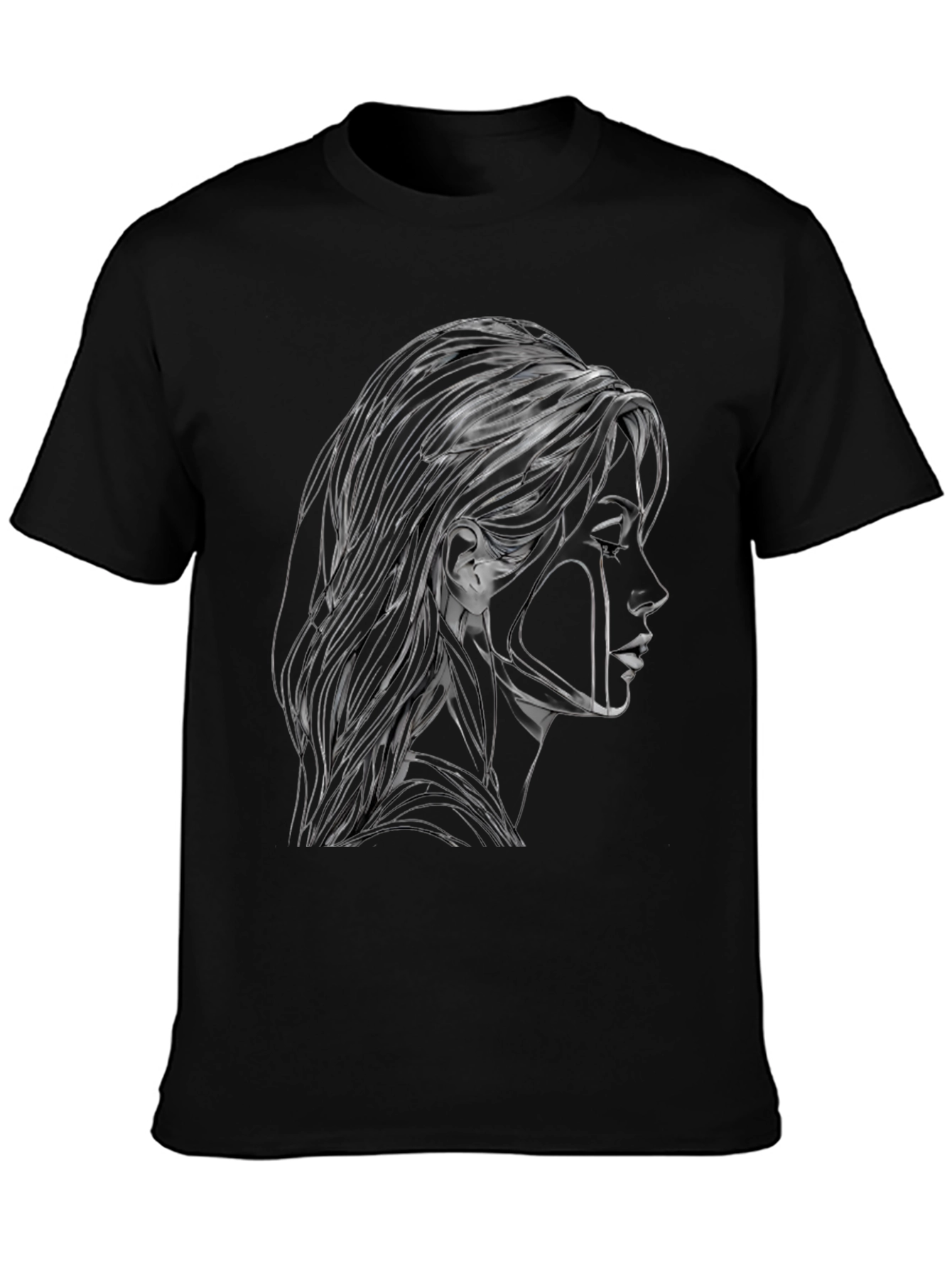 Black Abstract Woman Graphic Black T-Shirt view 3