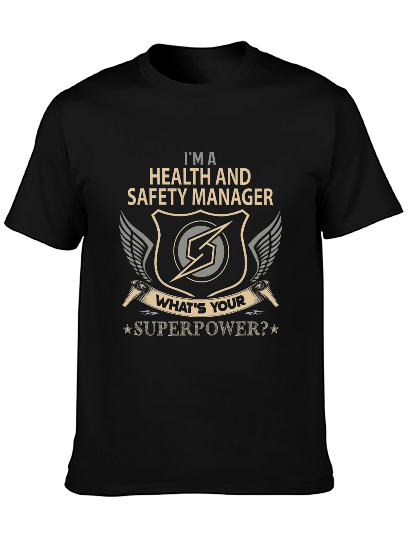 Black Health and Safety Manager Superpower T-Shirt view 3