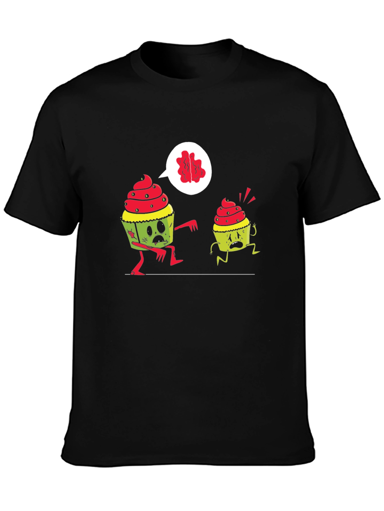 Black Zombie Cupcake T-Shirt - Brains! view 3