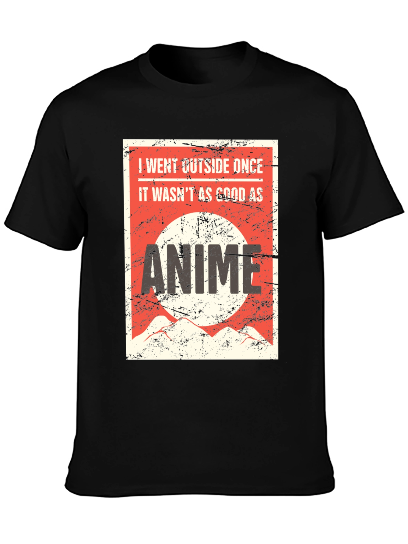 Black Anime Lover Graphic Tee - I Went Outside Once T-Shirt view 3