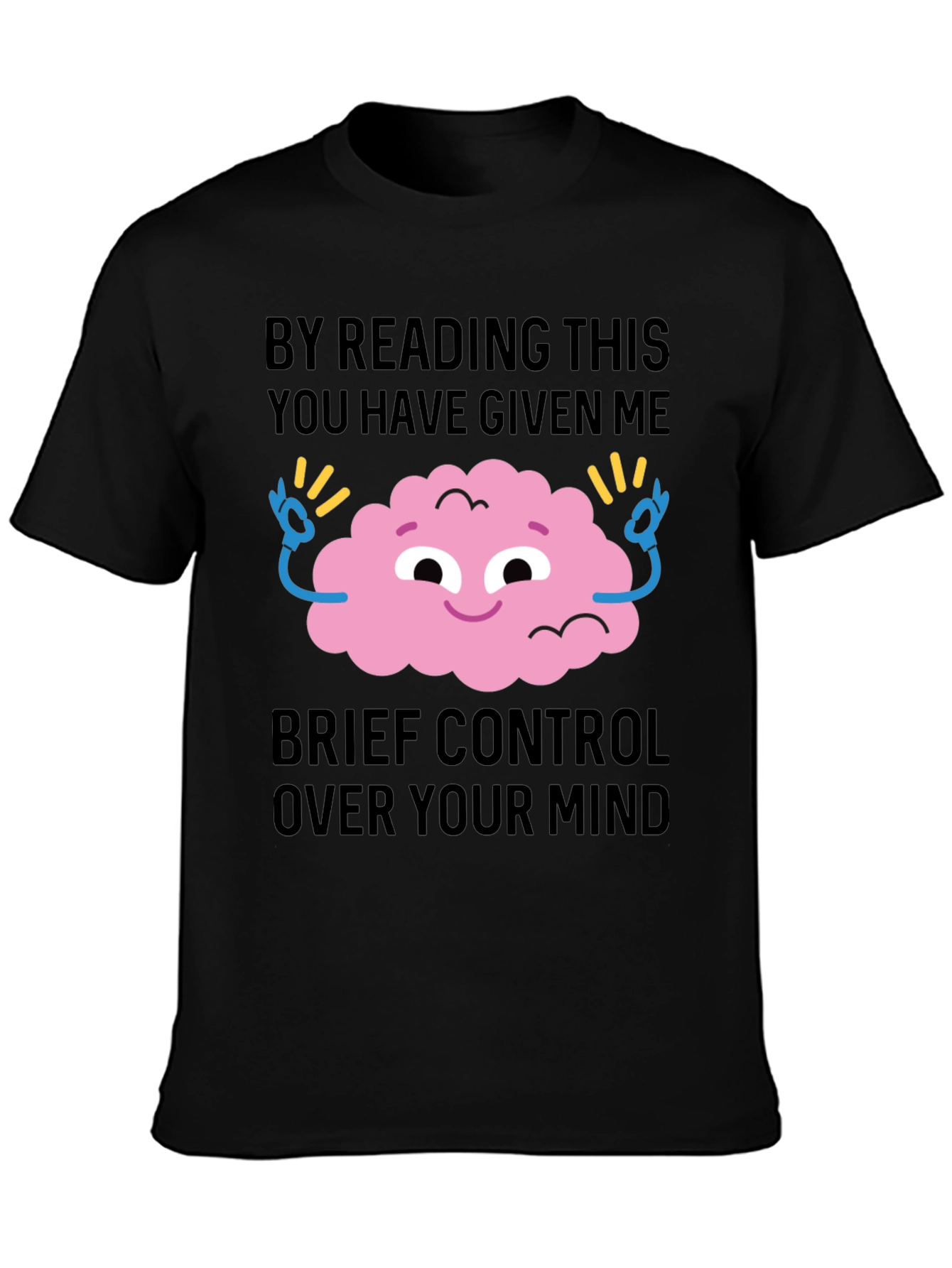 Black Mind Control T-Shirt - Funny Brain Tee view 3
