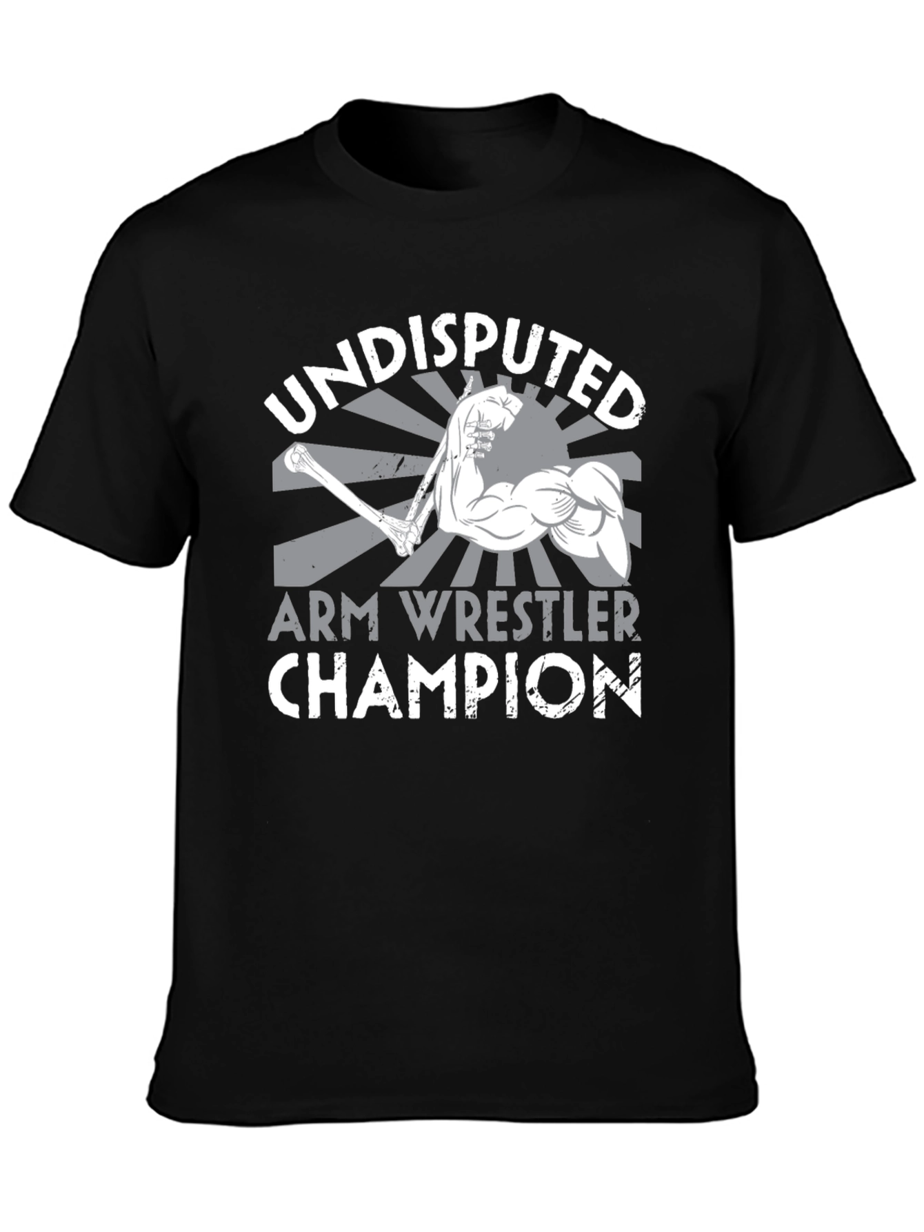 Black Undisputed Arm Wrestler Champion Black T-Shirt view 3