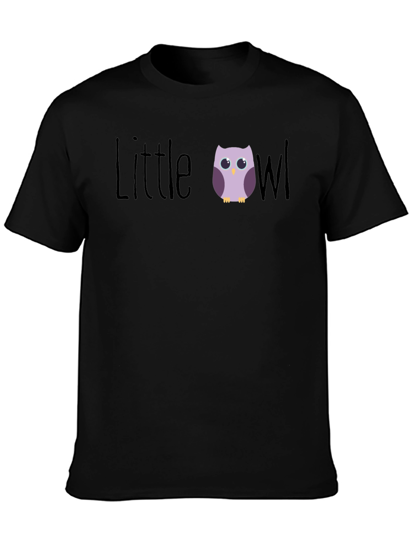 Black Little Owl Graphic T-Shirt - Cute Bird Tee view 3