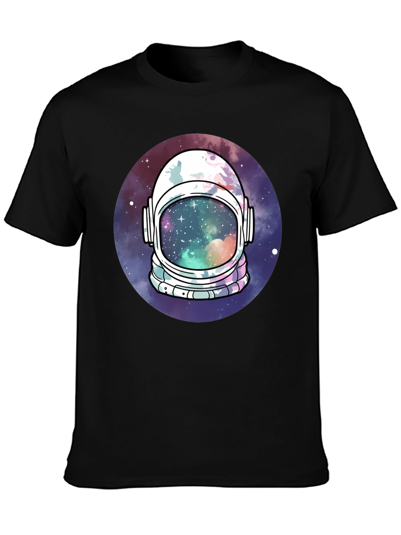 Black Astronaut Helmet Space T-Shirt view 3