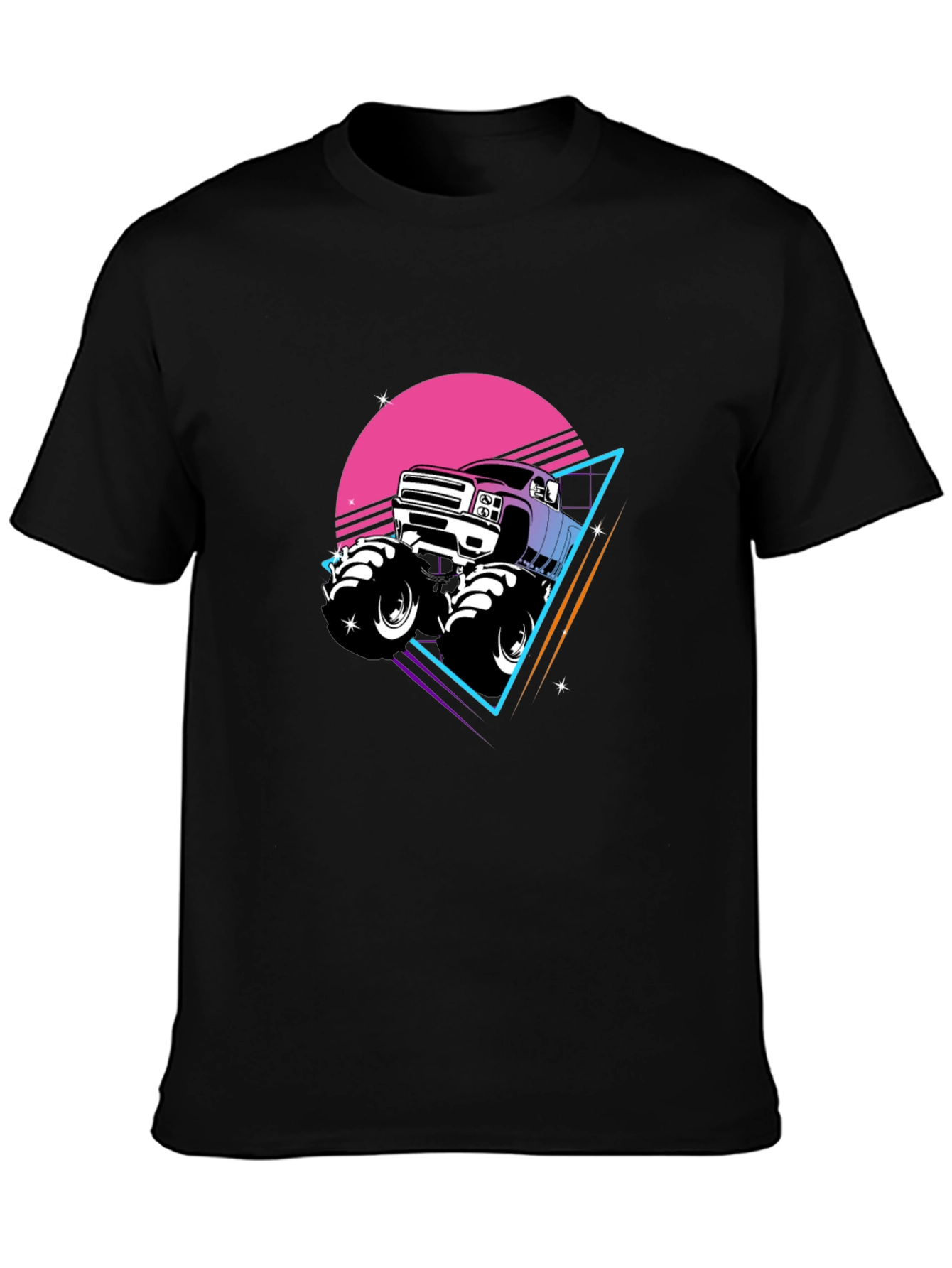 Black Retro Monster Truck Graphic Tee view 3