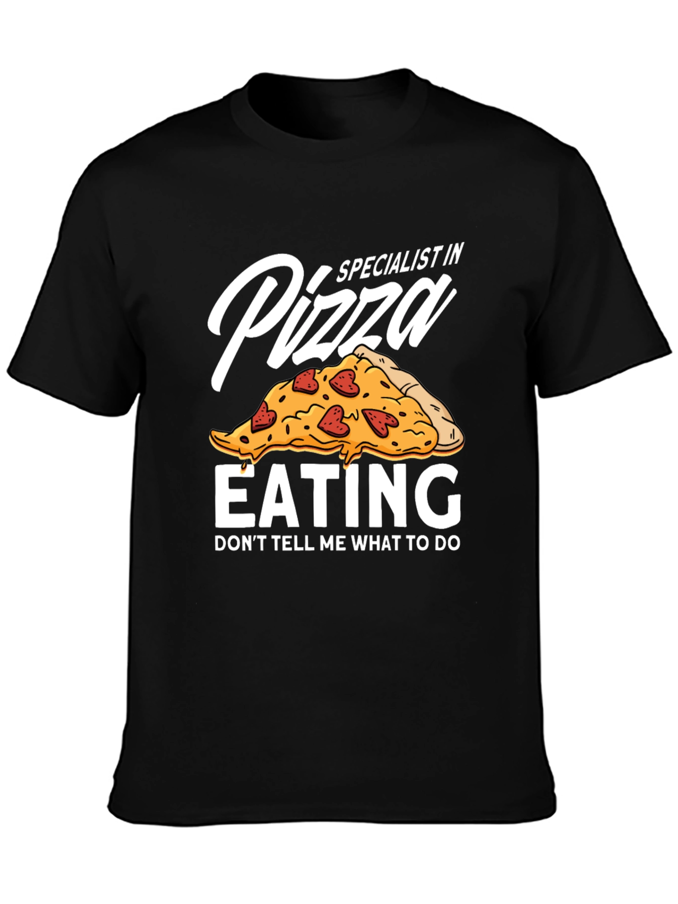 Black Pizza Eating Specialist Graphic T-Shirt view 3