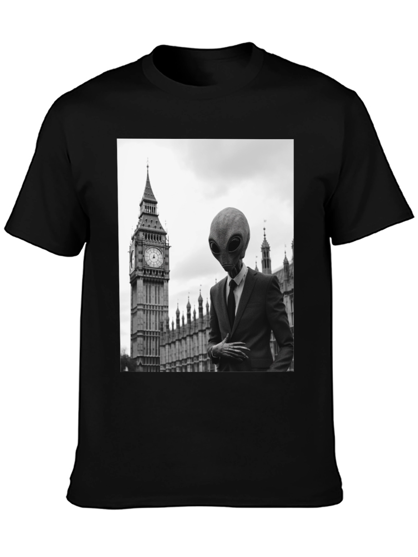 Black Alien in London T-Shirt - Men's Graphic Tee view 3