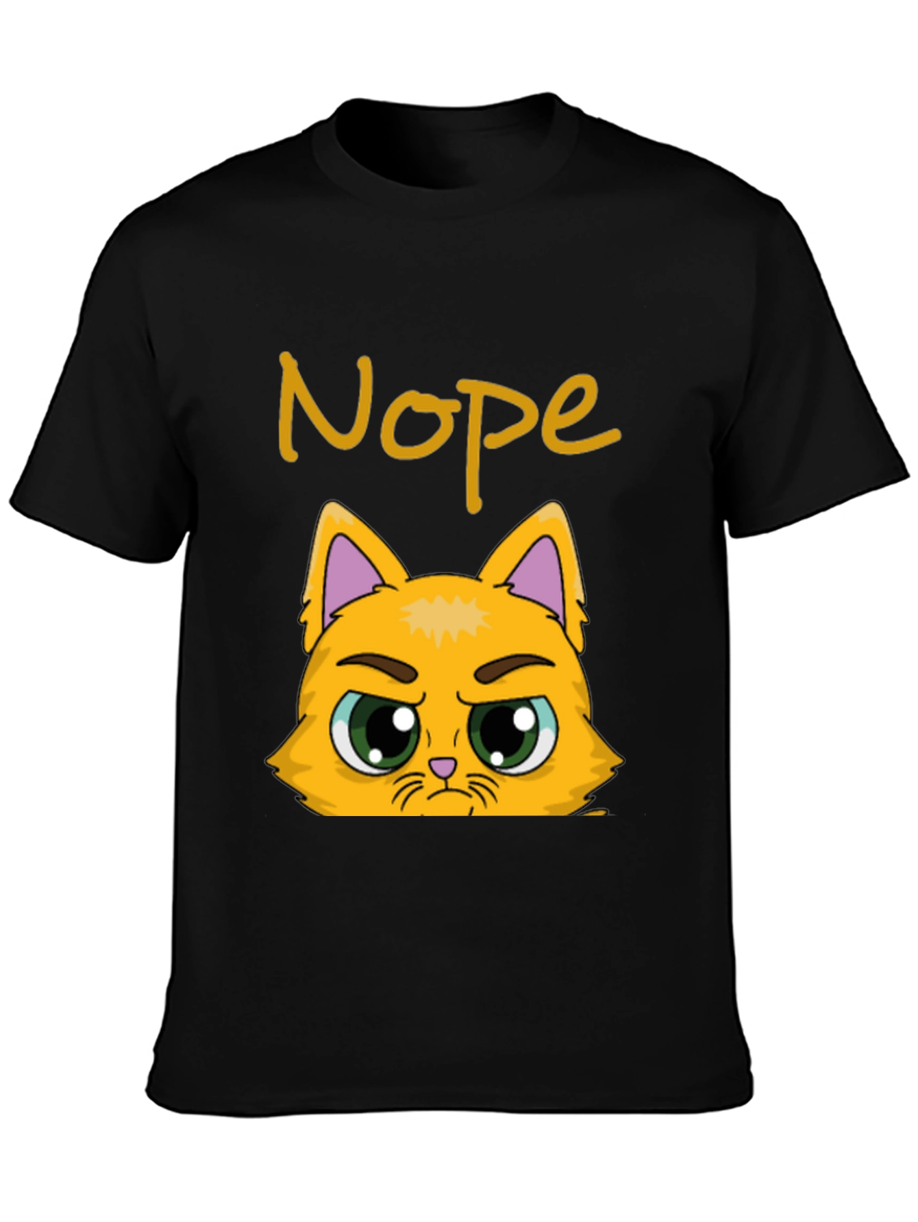 Black Nope Cat Graphic T-Shirt - Funny Grumpy Kitten Tee view 3