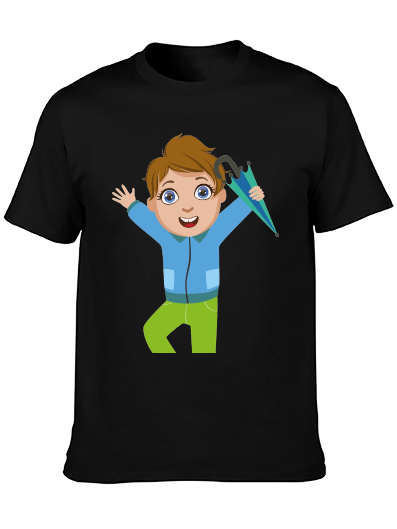 Black Cartoon Boy Black T-Shirt view 3