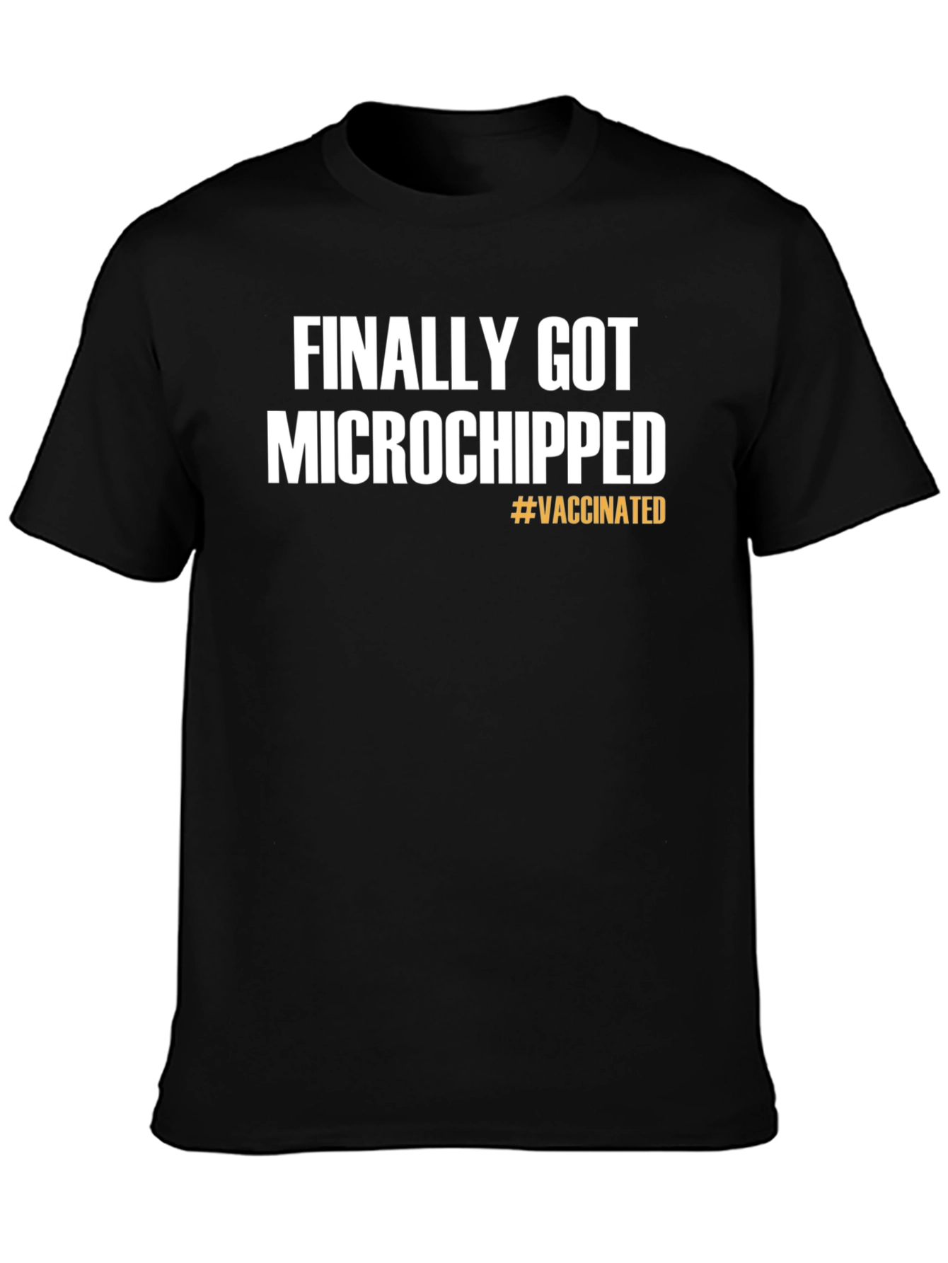 Black Finally Microchipped Vaccinated T-Shirt view 3