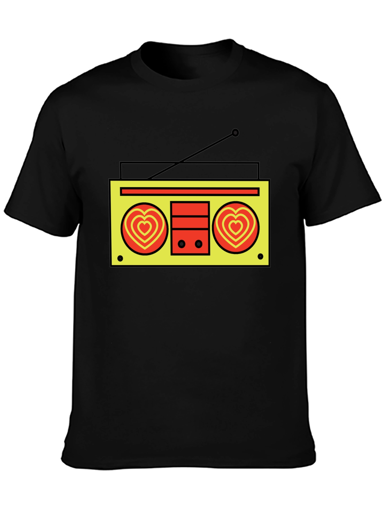 Black Retro Radio Heart T-Shirt - Black view 3