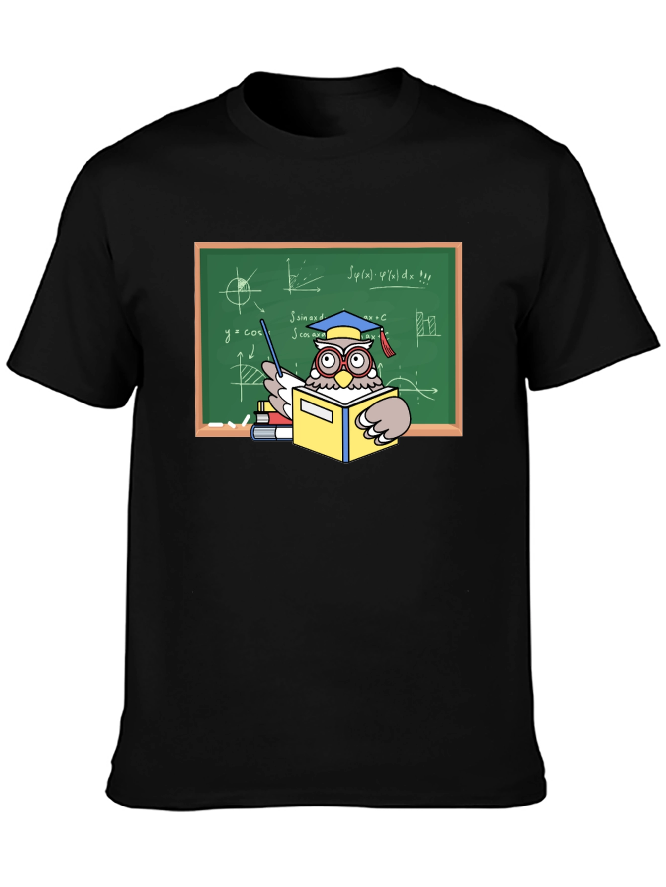 Black Professor Owl Graphic T-Shirt - Academic Humor view 3