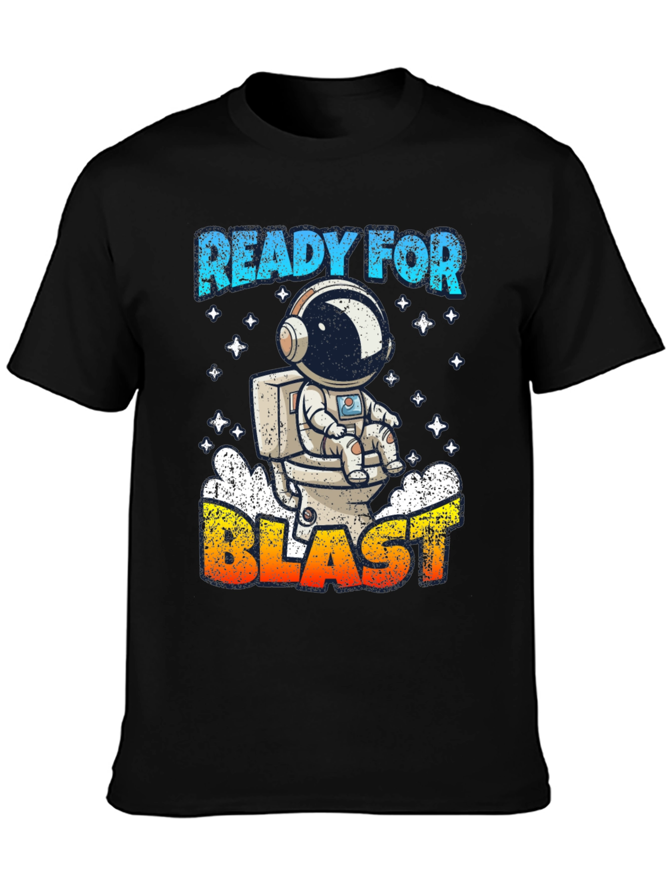 Black Ready for Blast Astronaut T-Shirt - Funny Space Tee view 3