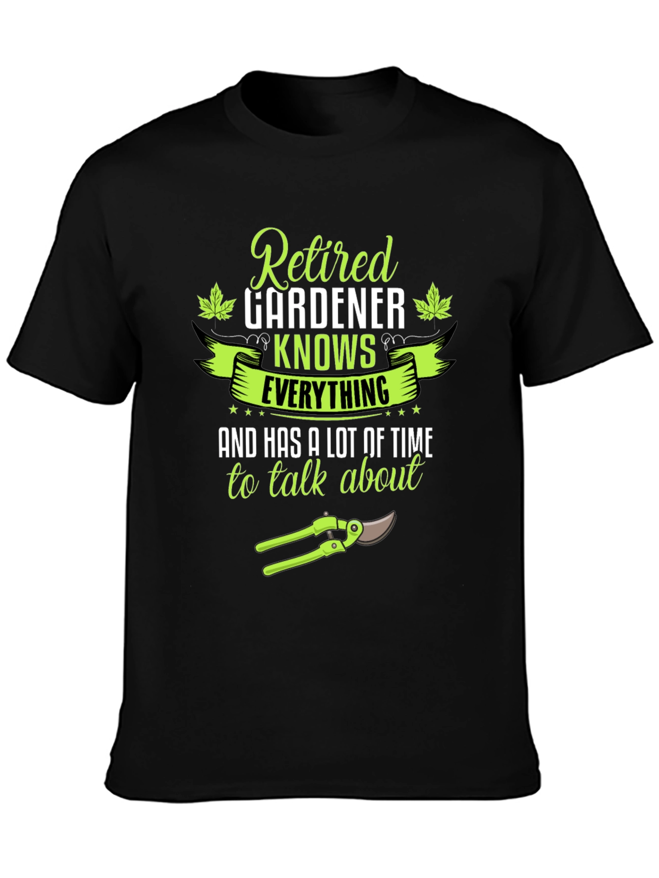 Black Retired Gardener T-Shirt - Knows Everything view 3