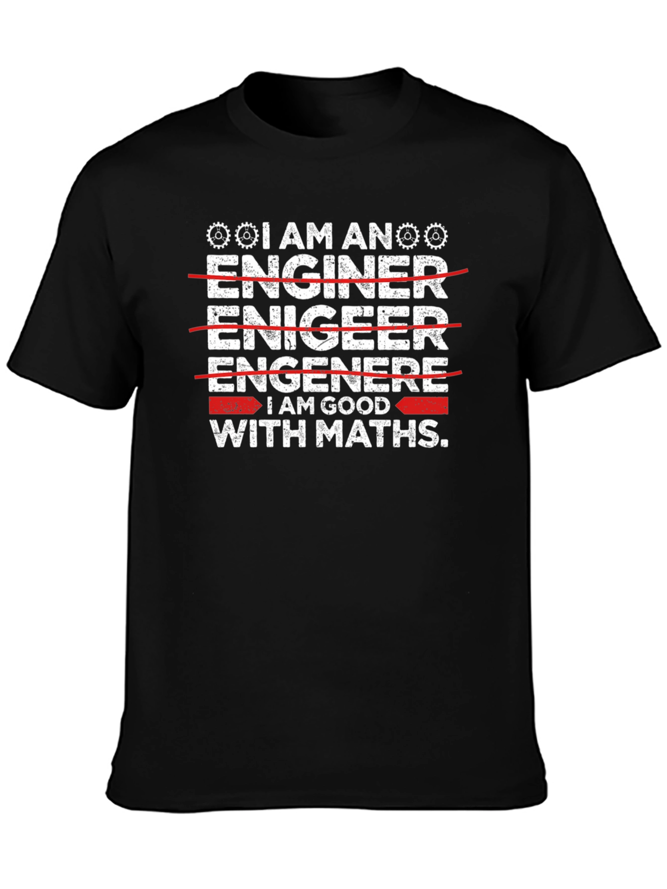 Black Engineer Math Skills T-Shirt view 3