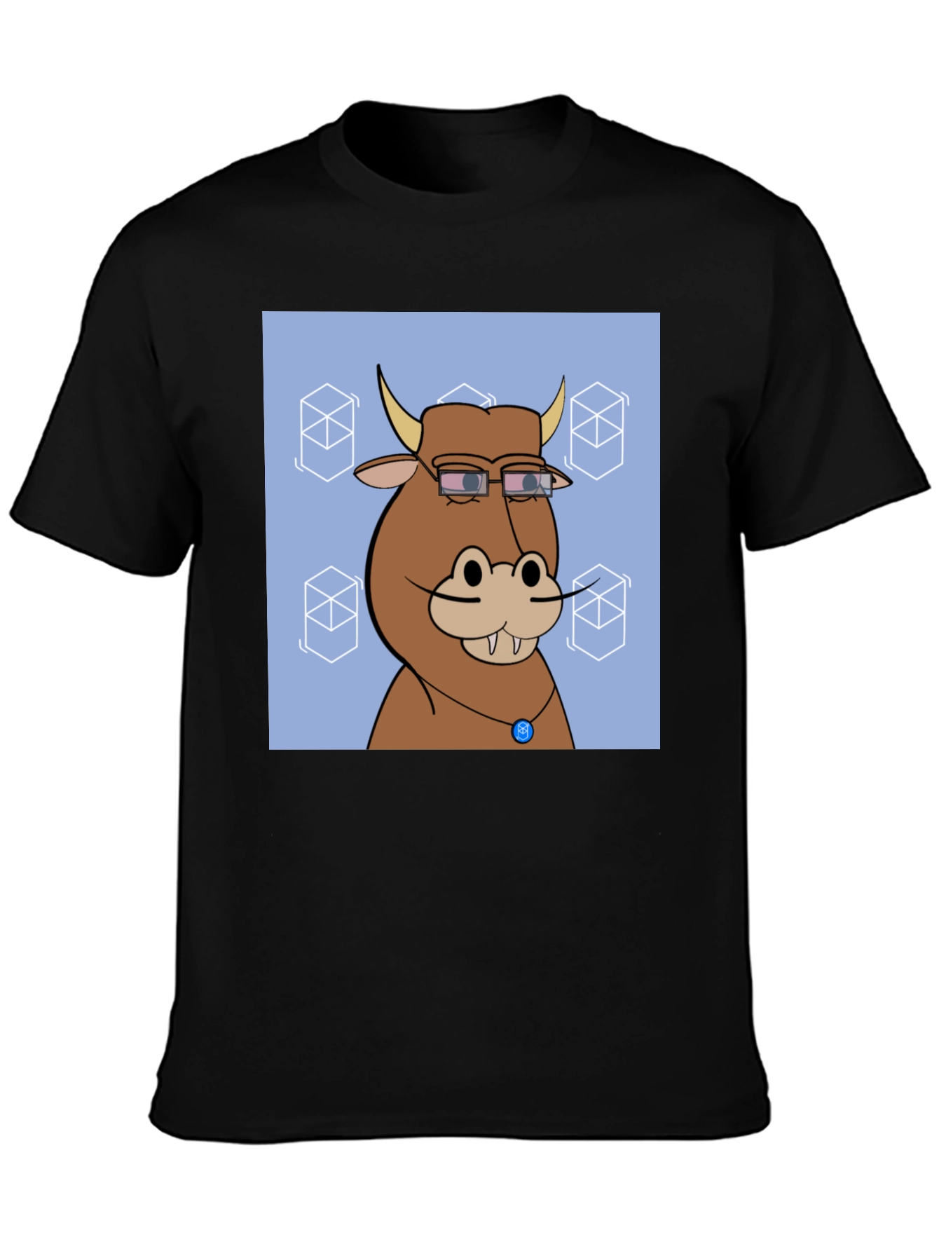 Black Cartoon Bull NFT T-Shirt view 3