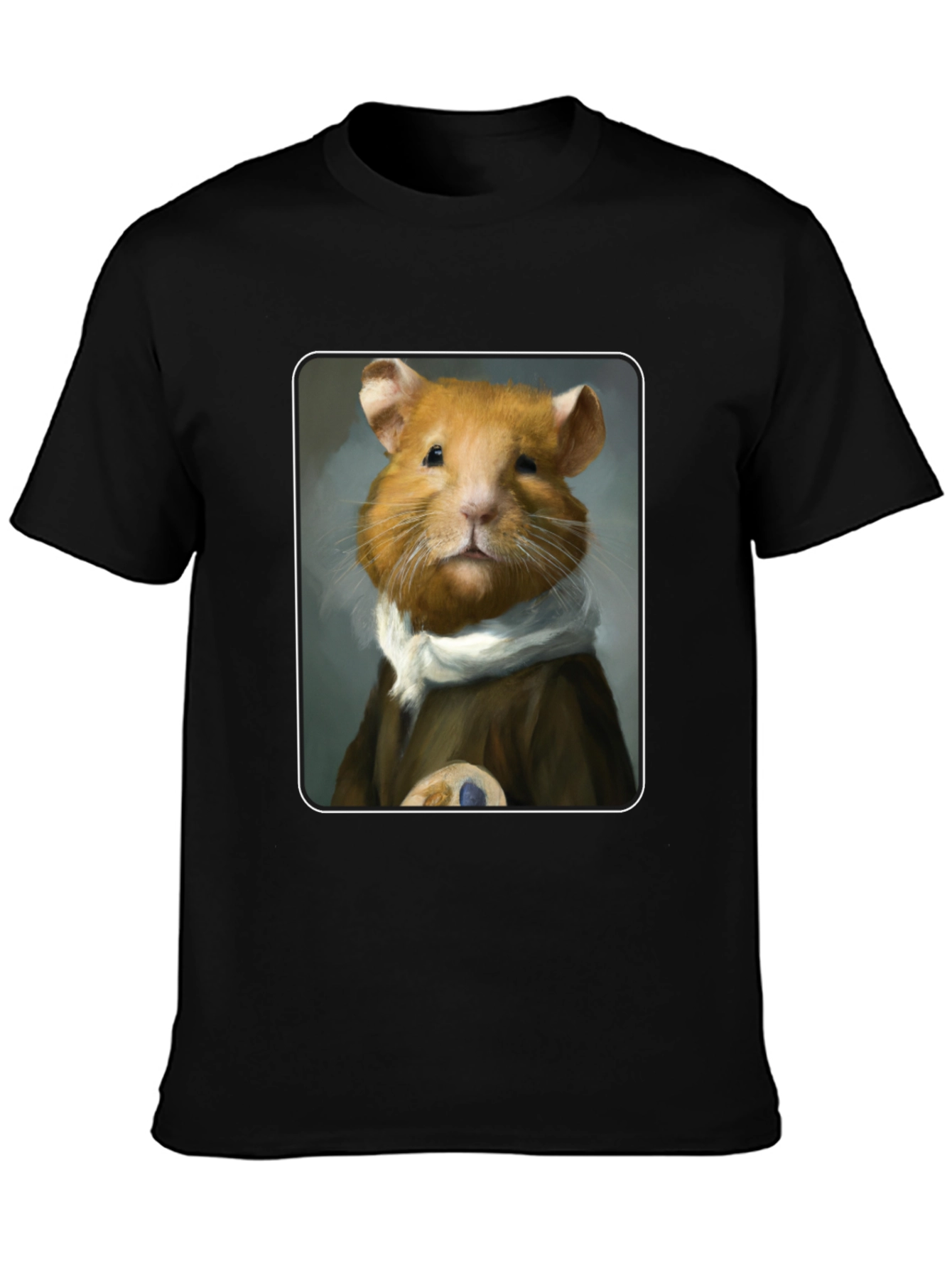 Black Hamster Portrait T-Shirt - Unique & Quirky Tee view 3