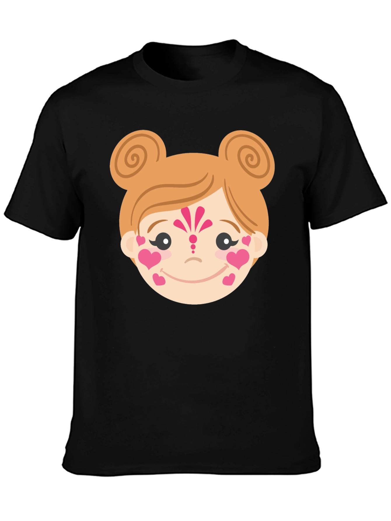 Black Heart Face Girl Black T-Shirt view 3
