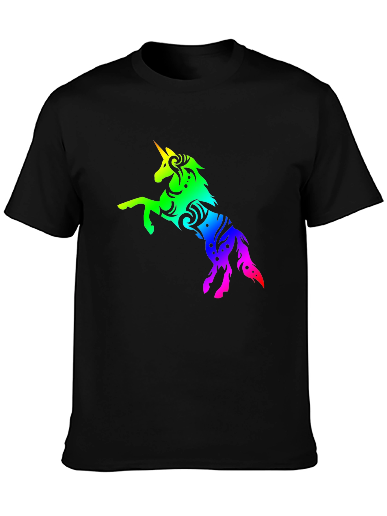 Black Rainbow Unicorn Graphic Tee - Stylish Black T-Shirt view 3