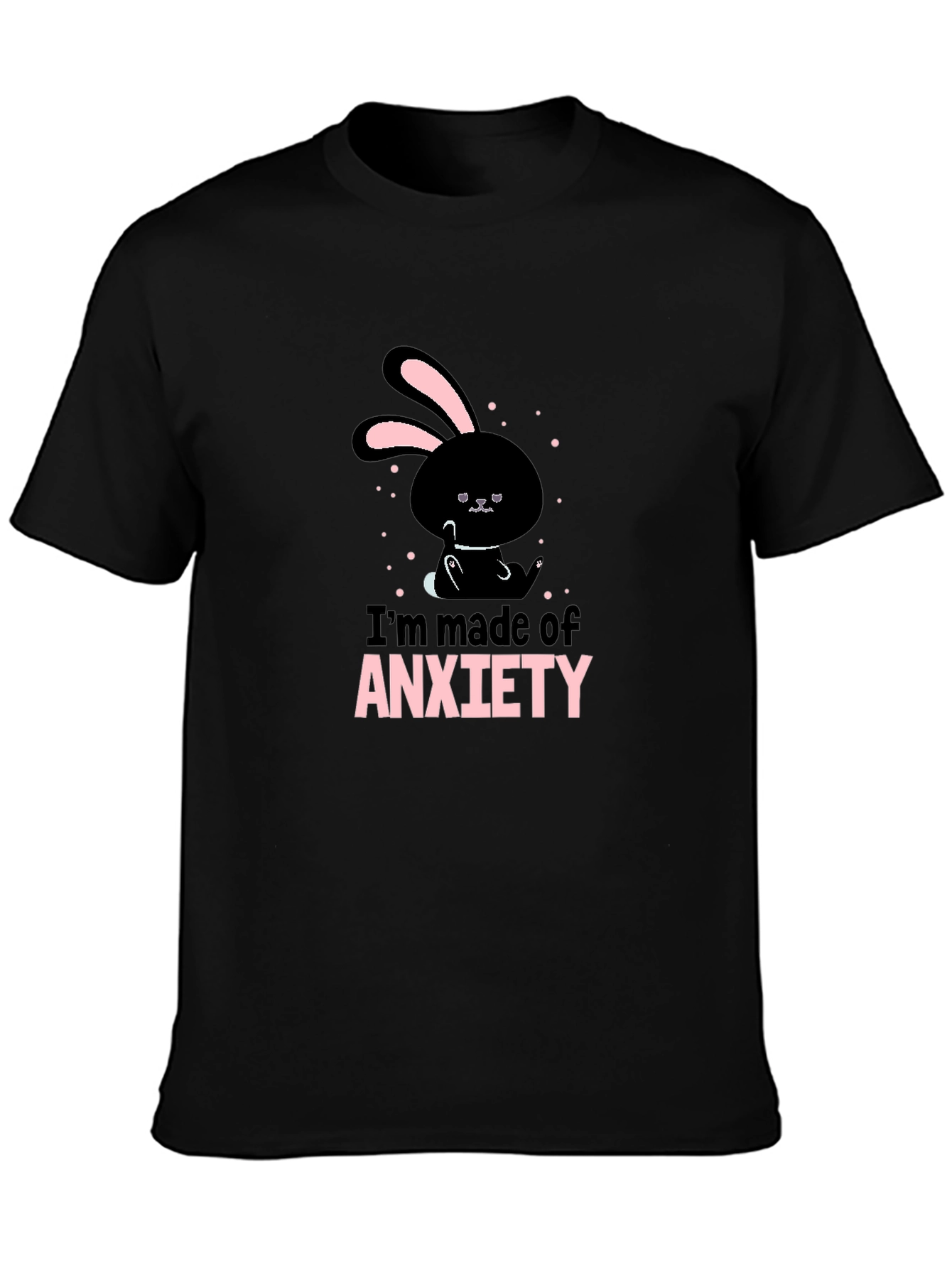Black Anxiety Bunny Black T-Shirt - Soft Cotton Blend view 3