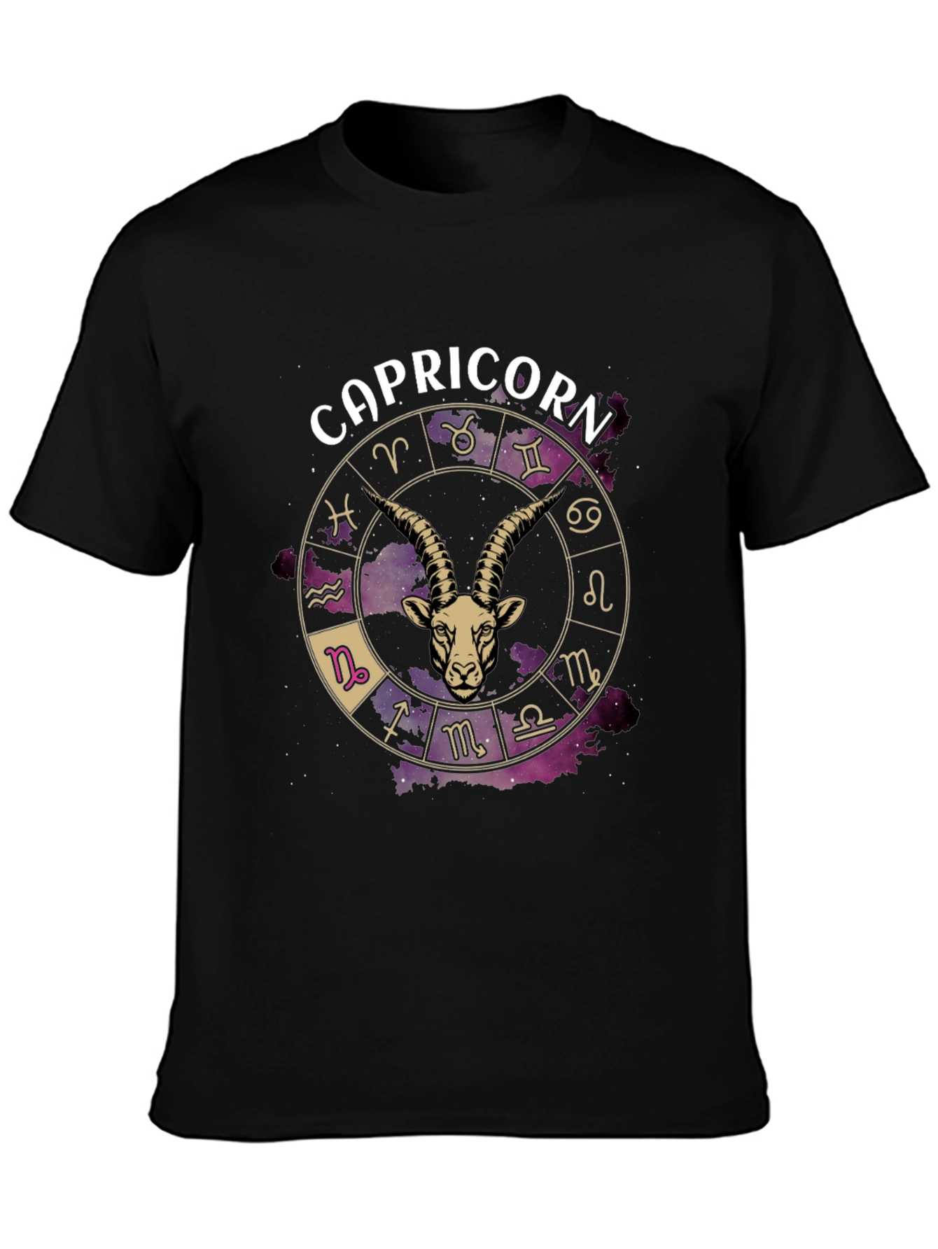 Black Capricorn Zodiac Graphic T-Shirt - Black view 3
